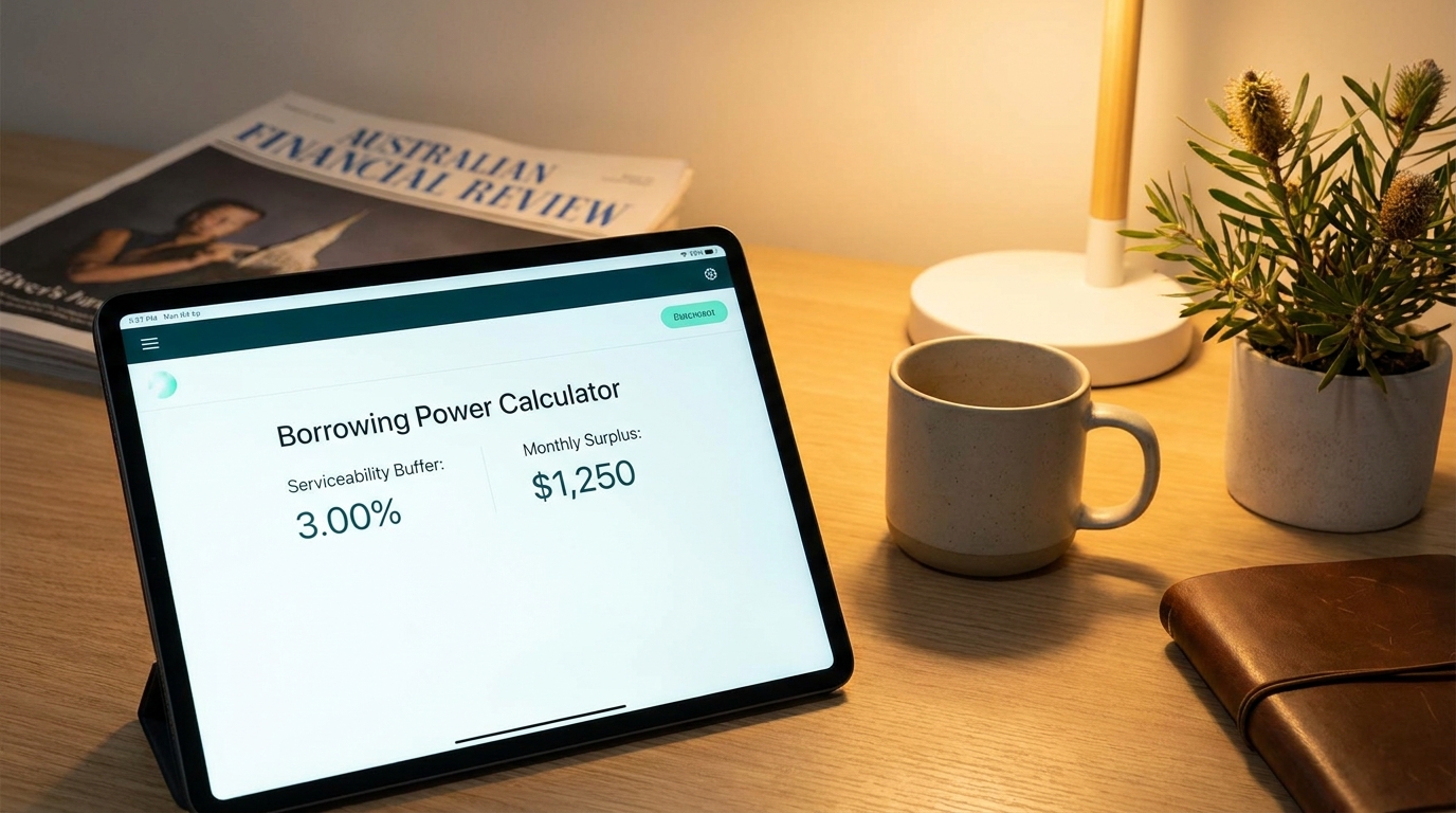 Mortgage calculator on tablet screen