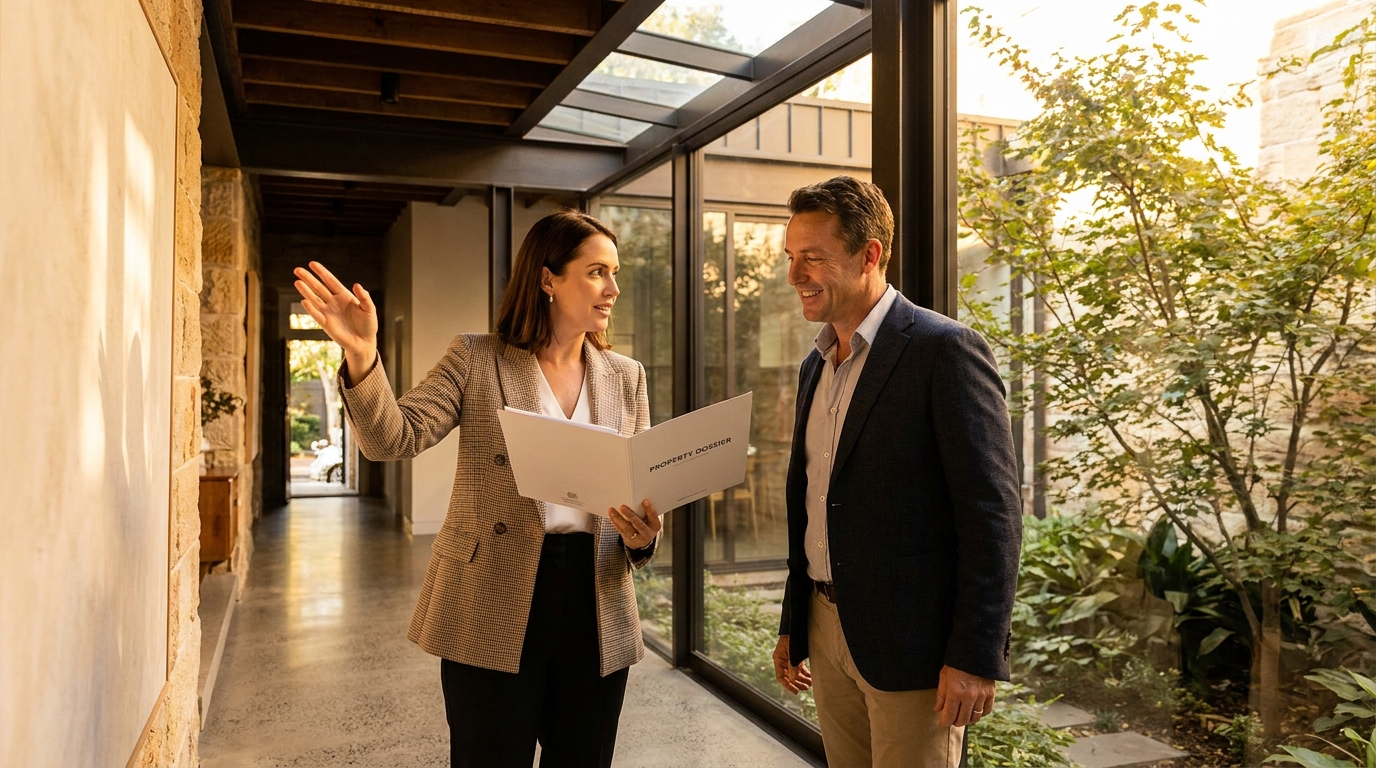 Buyers agent reviewing property documents in Sydney
