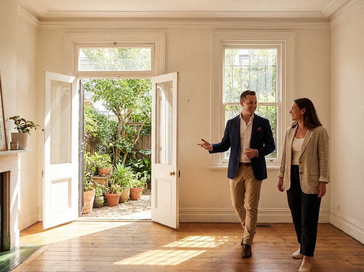 Licensed Australian buyers agent guiding clients through a Sydney terrace home