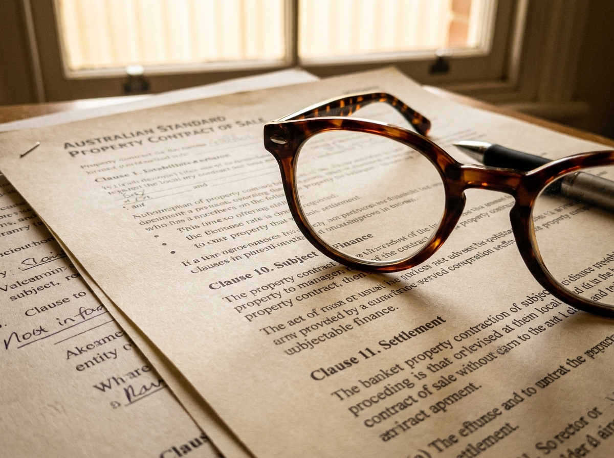 Reading glasses on Australian Standard Property Contract of Sale